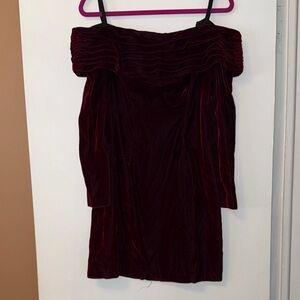 Vintage Rampage Off-Shoulder Burgundy Dress